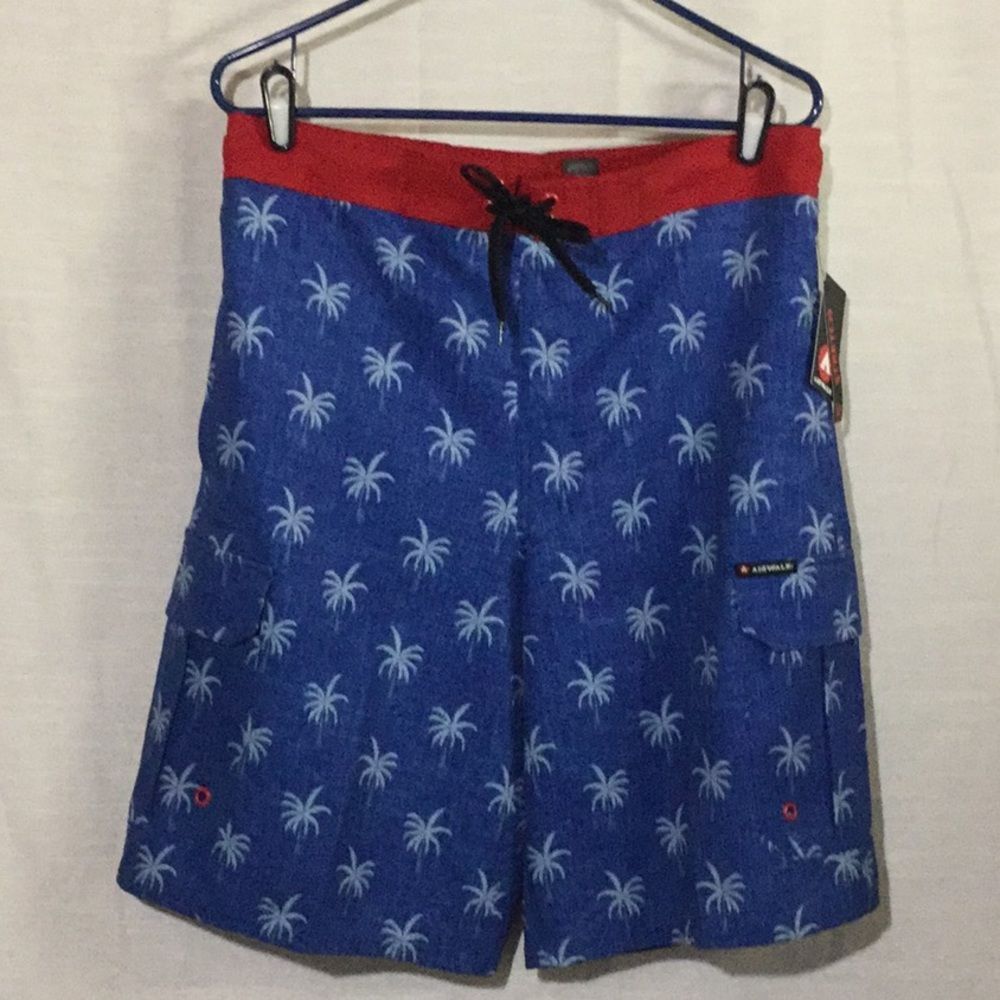AIRWALK Swim Trunks Palm Trees Stretch Fabric